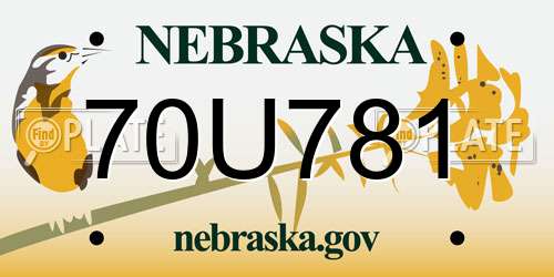 70U781 Nebraska License Plate