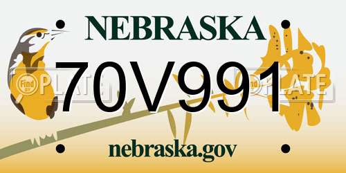 70V991 Nebraska License Plate