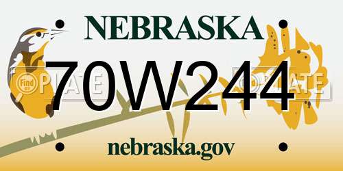 70W244 Nebraska License Plate