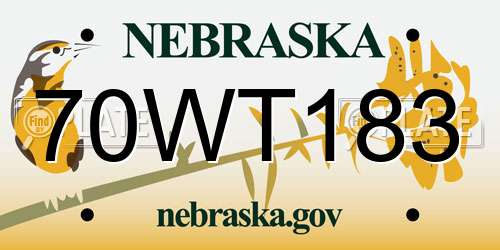 70WT183 Nebraska License Plate