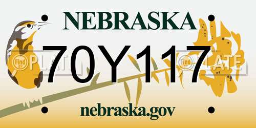 70Y117 Nebraska License Plate