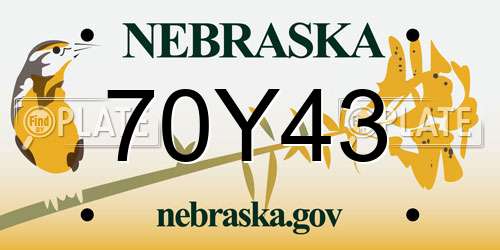70Y43 Nebraska License Plate