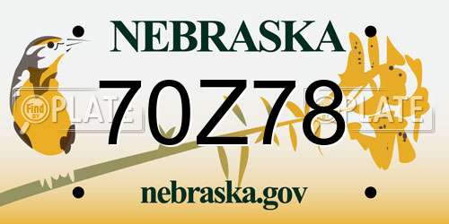 70Z78 Nebraska License Plate