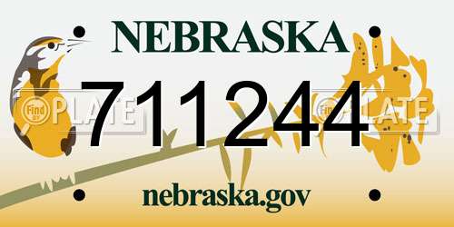 711244 Nebraska License Plate