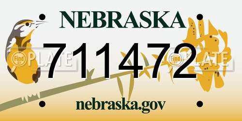 711472 Nebraska License Plate