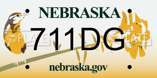 711DG Nebraska License Plate