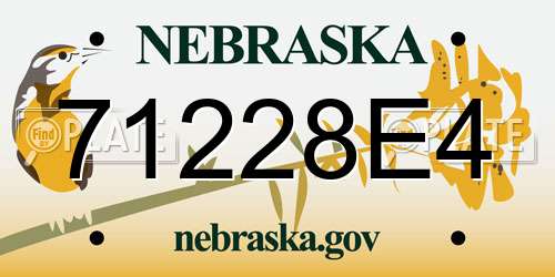 71228E4 Nebraska License Plate