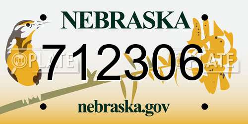 712306 Nebraska License Plate