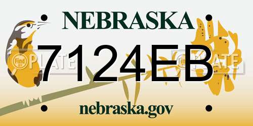 7124EB Nebraska License Plate