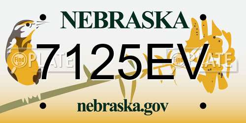 7125EV Nebraska License Plate