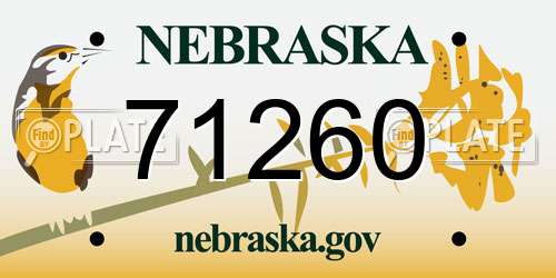 71260 Nebraska License Plate