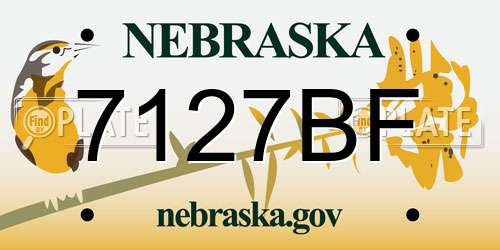 7127BF Nebraska License Plate