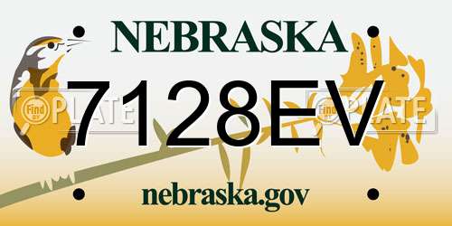 7128EV Nebraska License Plate