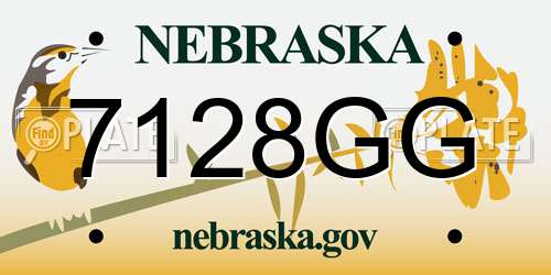 7128GG Nebraska License Plate