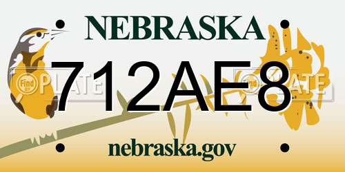 712AE8 Nebraska License Plate