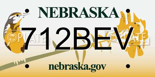 712BEV Nebraska License Plate