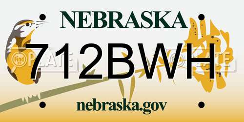 712BWH Nebraska License Plate