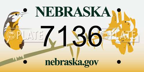 7136 Nebraska License Plate