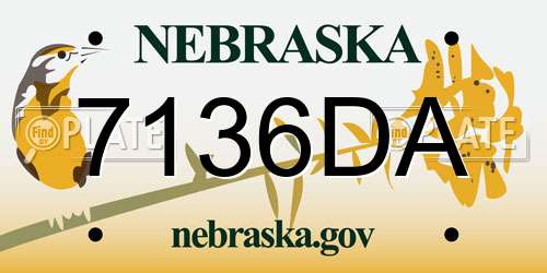 7136DA Nebraska License Plate