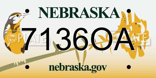 7136OA Nebraska License Plate