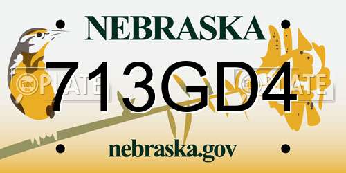 713GD4 Nebraska License Plate