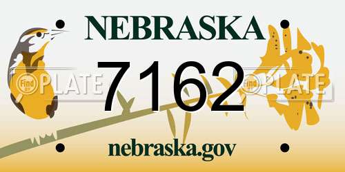 7162 Nebraska License Plate