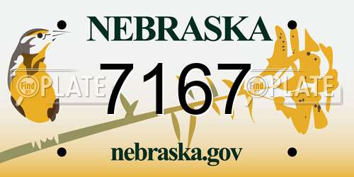 7167 Nebraska License Plate