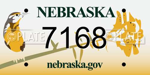 7168 Nebraska License Plate