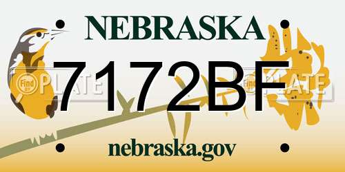7172BF Nebraska License Plate