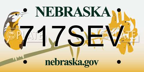 717SEV Nebraska License Plate