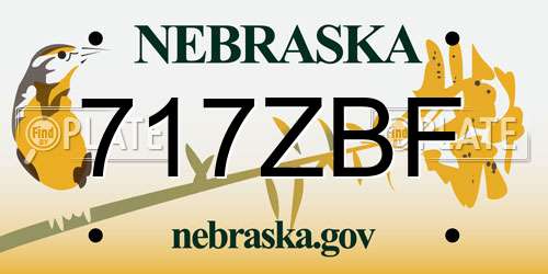 717ZBF Nebraska License Plate