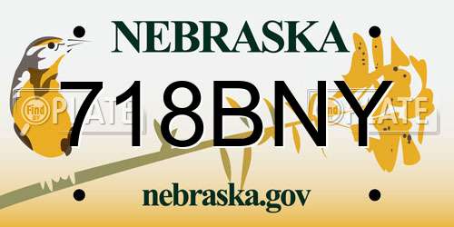 718BNY Nebraska License Plate