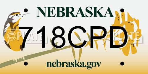 718CPD Nebraska License Plate