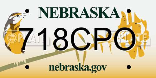 718CPO Nebraska License Plate