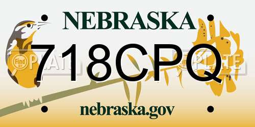 718CPQ Nebraska License Plate