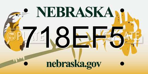 718EF5 Nebraska License Plate