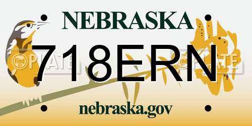 718ERN Nebraska License Plate