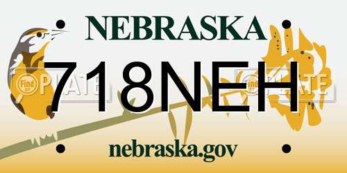 718NEH Nebraska License Plate
