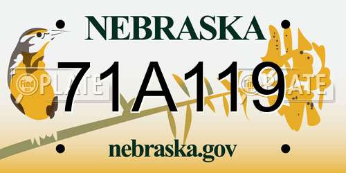 71A119 Nebraska License Plate