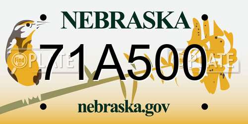 71A500 Nebraska License Plate