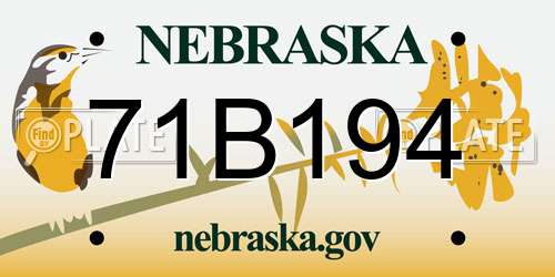 71B194 Nebraska License Plate