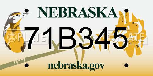 71B345 Nebraska License Plate
