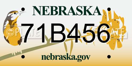 71B456 Nebraska License Plate