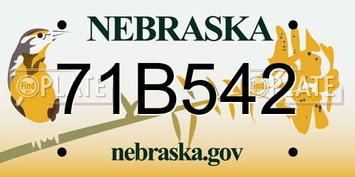 71B542 Nebraska License Plate