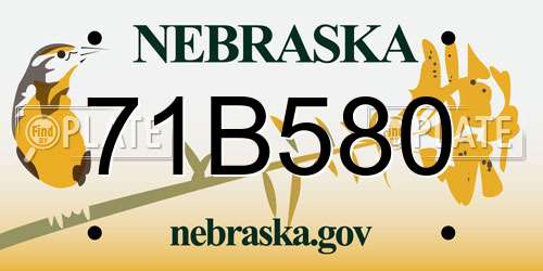 71B580 Nebraska License Plate