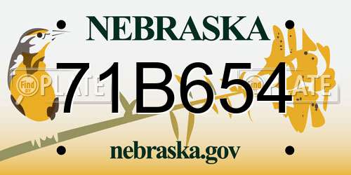 71B654 Nebraska License Plate