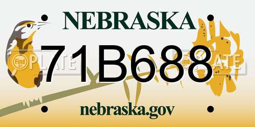 71B688 Nebraska License Plate