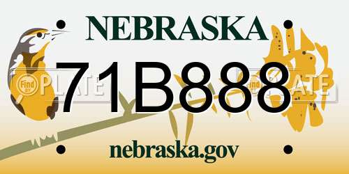 71B888 Nebraska License Plate