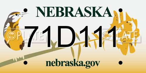 71D111 Nebraska License Plate