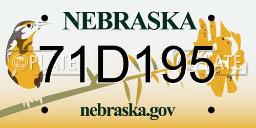 71D195 Nebraska License Plate